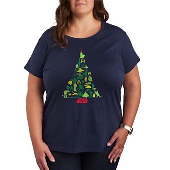 Juniors' Plus Size Star Wars Christmas Tree Silhouette Christmas Graphic Tee
