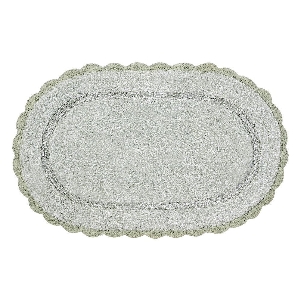 Laura Ashley Crochet Border Bath Mat - Sea Foam, 2 PC SET