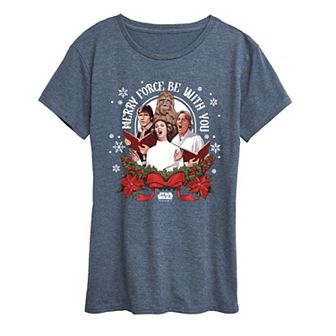 Women's Star Wars Merry Force Be With You Short Sleeve Christmas Graphic Tee