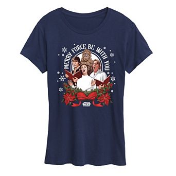 Women's Star Wars Merry Force Be With You Short Sleeve Christmas Graphic Tee