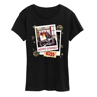 Women's Star Wars Merry Sithmas Polaroid Short Sleeve Christmas Graphic Tee
