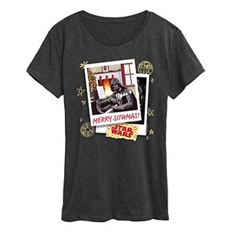 Women's Star Wars Merry Sithmas Polaroid Short Sleeve Christmas Graphic Tee