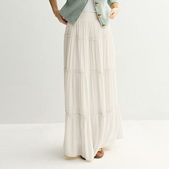 Juniors' SO® Multi Tiered Lace Maxi Skirt