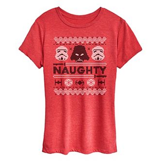 Women's Star Wars Naughty Empire Short Sleeve Christmas Graphic Tee