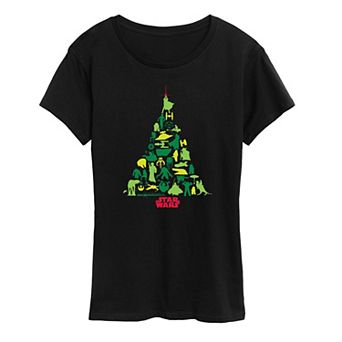 Women's Star Wars Christmas Tree Silhouette Short Sleeve Graphic Tee