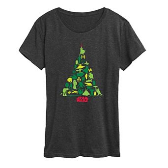 Women's Star Wars Christmas Tree Silhouette Short Sleeve Graphic Tee