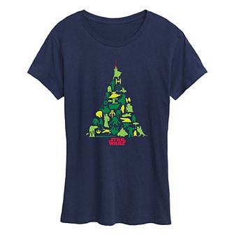 Women's Star Wars Christmas Tree Silhouette Short Sleeve Graphic Tee