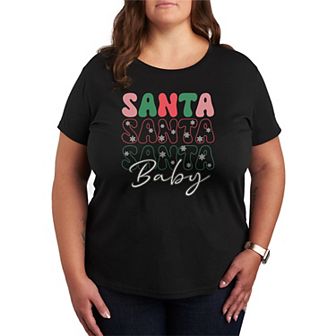 Juniors' Plus Size Santa Baby Short Sleeve Christmas Graphic Tee