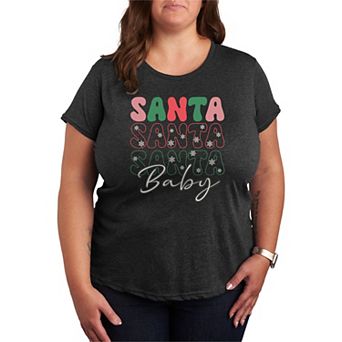 Juniors' Plus Size Santa Baby Short Sleeve Christmas Graphic Tee