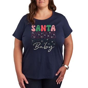 Juniors' Plus Size Santa Baby Short Sleeve Christmas Graphic Tee