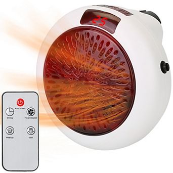 900W Portable Heater Fan Wall Outlet Space Heater Plug-in Heater Adjustable Temperature Auto Shut of