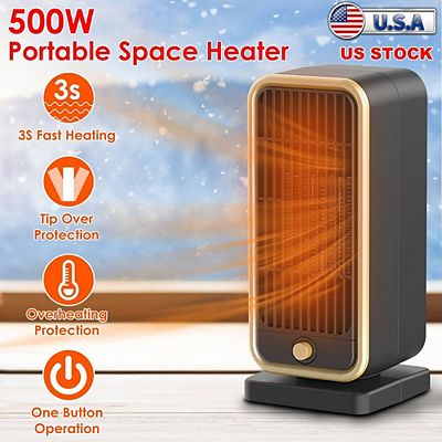 500W Portable Electric Space Heater Ceramic Fast Heat with 