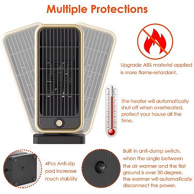 500W Portable Electric Space Heater Ceramic Fast Heat with Overheat & Tip-Over Protection