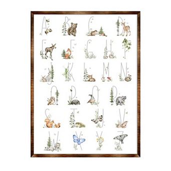 Nature Alphabet Wall decor - Wooden Watercolor Alphabet art - Homeschool - Nature Study