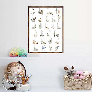 Nature Alphabet Wall decor - Wooden Watercolor Alphabet art - Homeschool - Nature Study