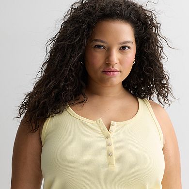 Juniors' Plus Size SO® Ribbed Henley Tank Top