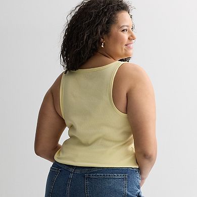 Juniors' Plus Size SO® Ribbed Henley Tank Top