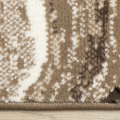 Functional Style Brown Cream Abstract Rug
