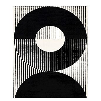 Functional Style Black White Modern Rug