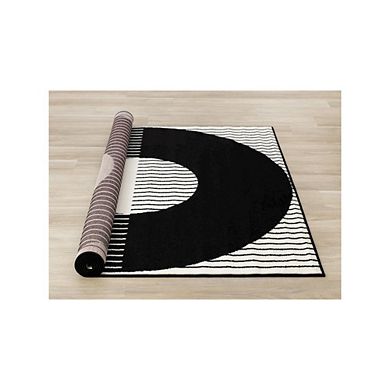 Functional Style Black White Modern Rug