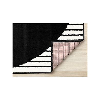 Functional Style Black White Modern Rug