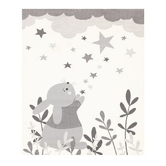 Functional Kids Grey White Bunny Rug