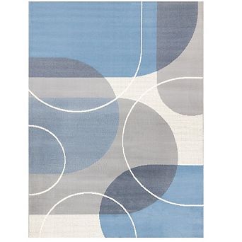 Functional Style Blue Grey White Modern Abstract Rug
