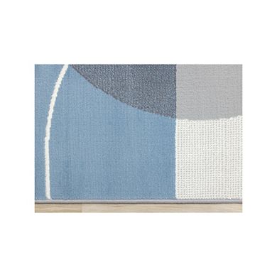 Functional Style Blue Grey White Modern Abstract Rug