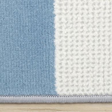 Functional Style Blue Grey White Modern Abstract Rug