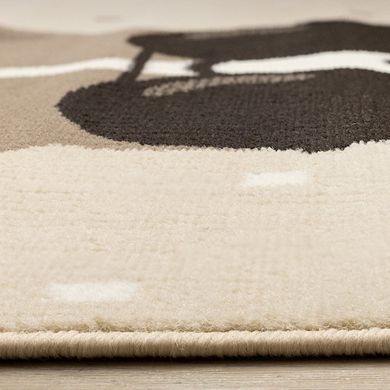 Functional Kids Beige Brown Swaggy Dog Area Rug