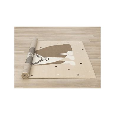 Functional Kids Beige Brown Swaggy Dog Area Rug