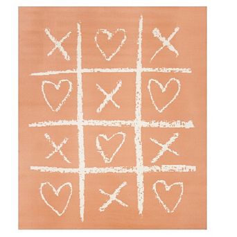 Functional Kids Pink Cream Playing Board Rug