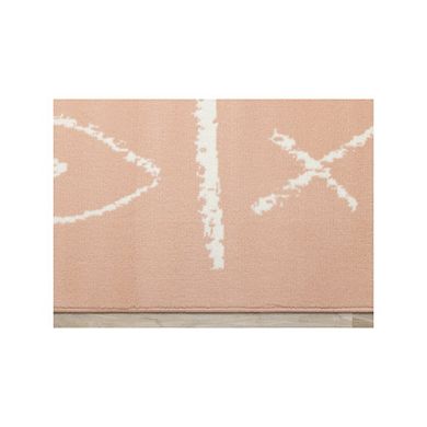 Functional Kids Pink Cream Playing Board Rug