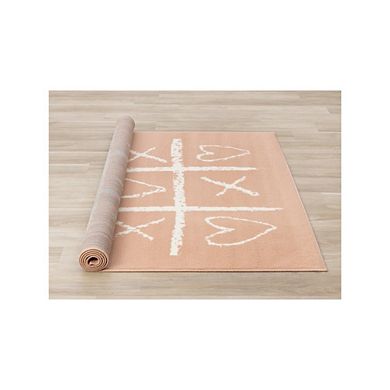 Functional Kids Pink Cream Playing Board Rug