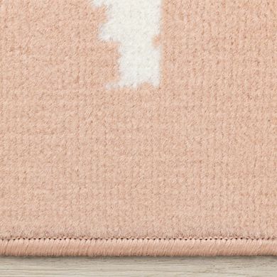 Functional Kids Pink Cream Playing Board Rug