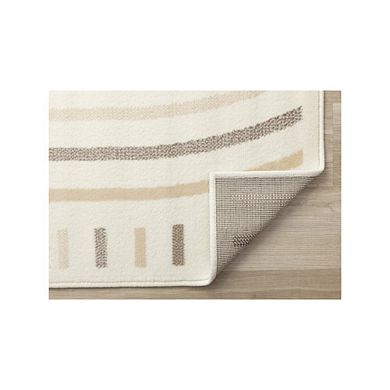 Functional Style Cream Beige Curves Rug
