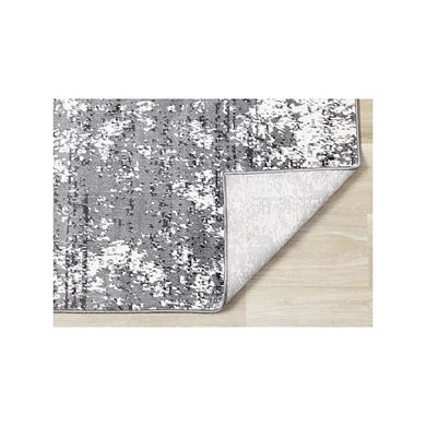 Washable Grey White Distressed Runner