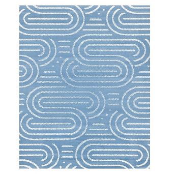 Functional Style Blue White Links Area Rug