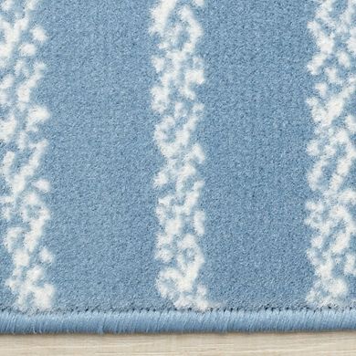 Functional Style Blue White Links Area Rug