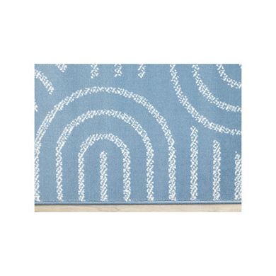 Functional Style Blue White Links Area Rug