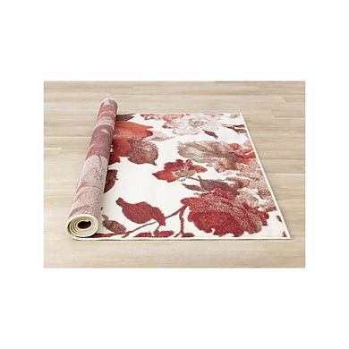 Functional Style Cream Red Vintage Pattern Rug, 5'3" x 7'4"
