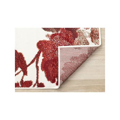 Functional Style Cream Red Vintage Pattern Rug, 5'3" x 7'4"
