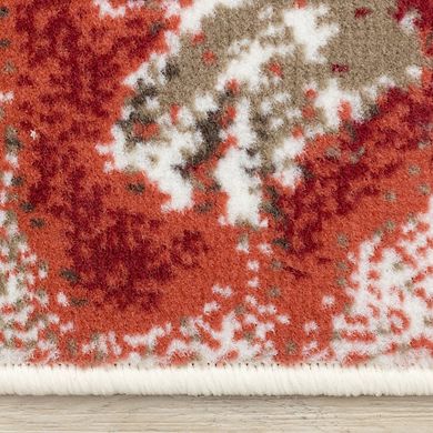 Functional Style Cream Red Vintage Pattern Rug, 5'3" x 7'4"