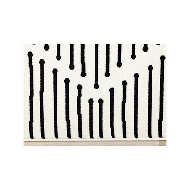Functional Style Black White Geometric Area Rug