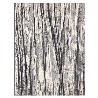 Functional Style Abstract Grey White Rug, 4'7" x 6'7"