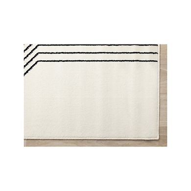 Functional Style White Black Soundwaves Rug