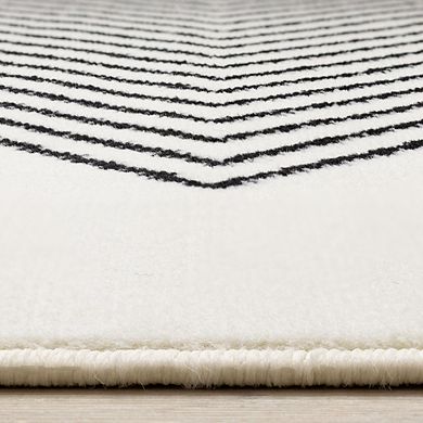 Functional Style White Black Soundwaves Rug