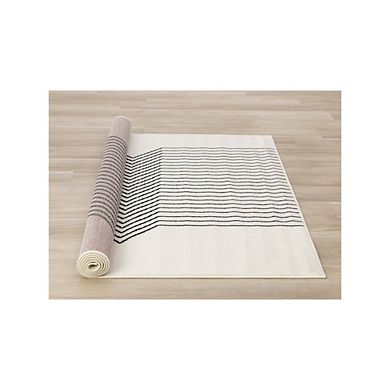 Functional Style White Black Soundwaves Rug