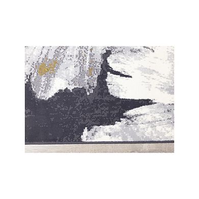 Functional Style Grey White Yellow Flower Area Rug, 4'7" x 6'7"