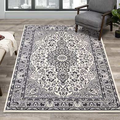 Functional Style Grey Traditional Area Rug, 4'7" x 6'7"